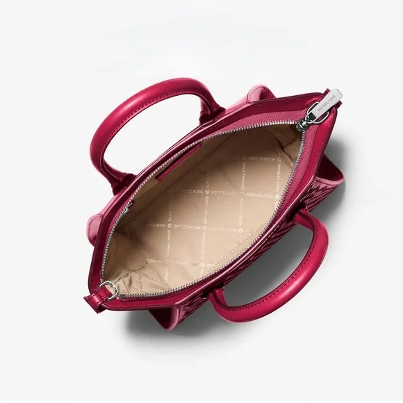 Michael Kors - Avril Small Woven Satchel in Raspberry - Picture 2 of 3